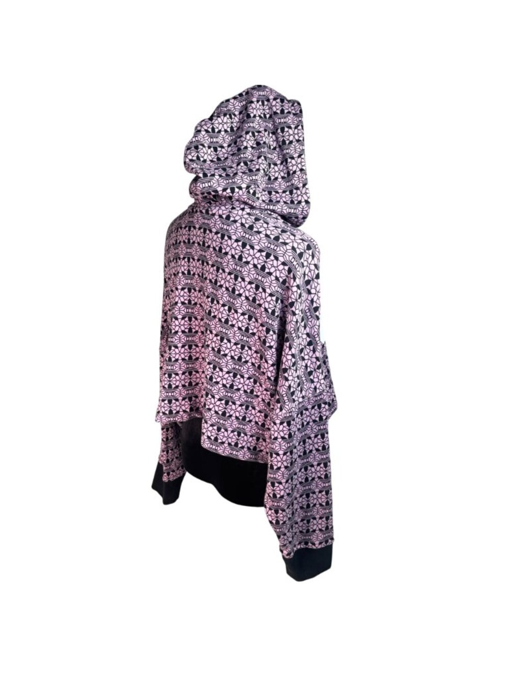 Adidas Purple Black Geometric Pattern Oversized Cropped Hoodie Pullover Small - Picture 7 of 14